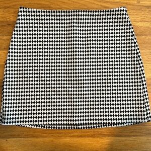 Reformation Black and White Diamond-Print Mini Skirt